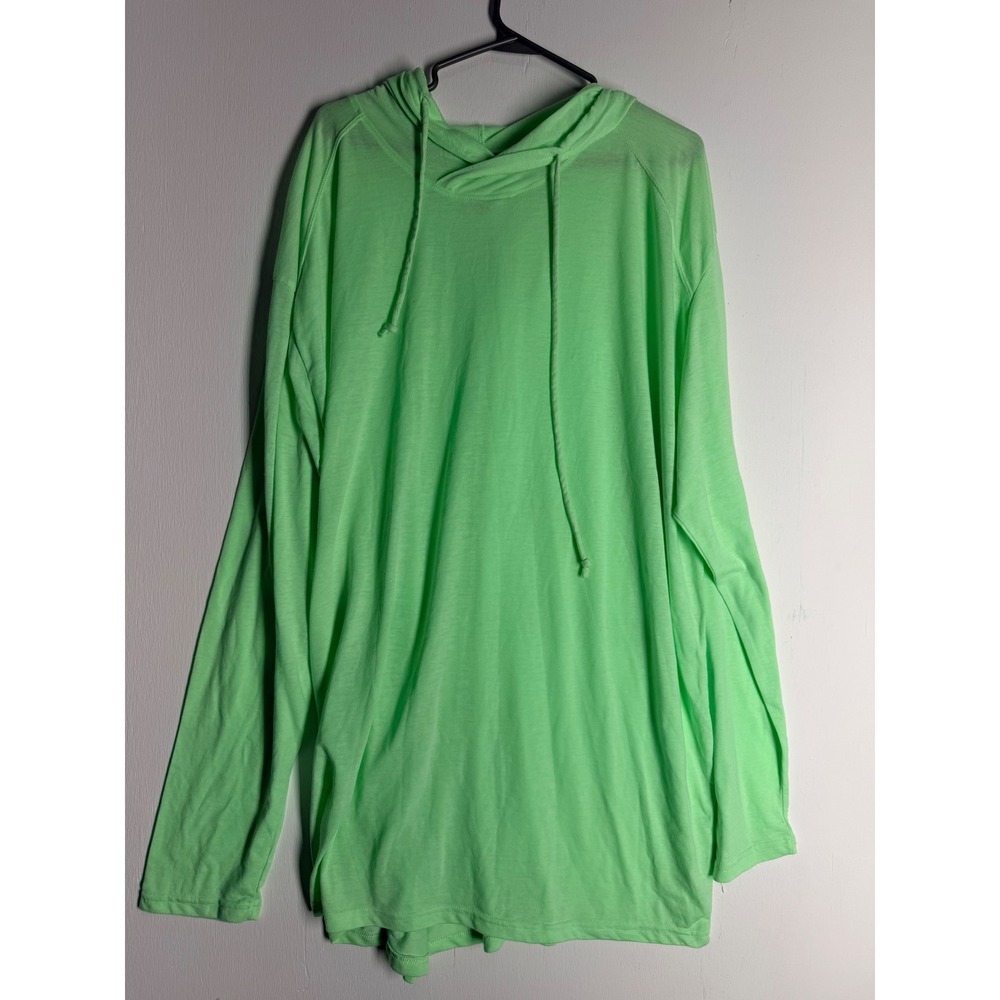 Badger Sport Mens 4XL Neon Green Long Sleeve Hooded Performance T-Shirt RN 76619